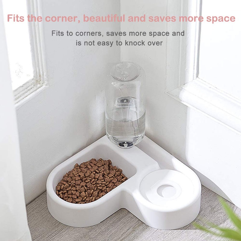 AYADA 2 in 1 Pet Feeder Water Automatic Dispenser with Bottle Dog Cat, Spill Proof Pet Drinking Fountain Water Bowl for Pets Feeding,No Spill Pet Water Bowl for Puppy Kitten Feed Pet Bowl(White) - PawsPlanet Australia