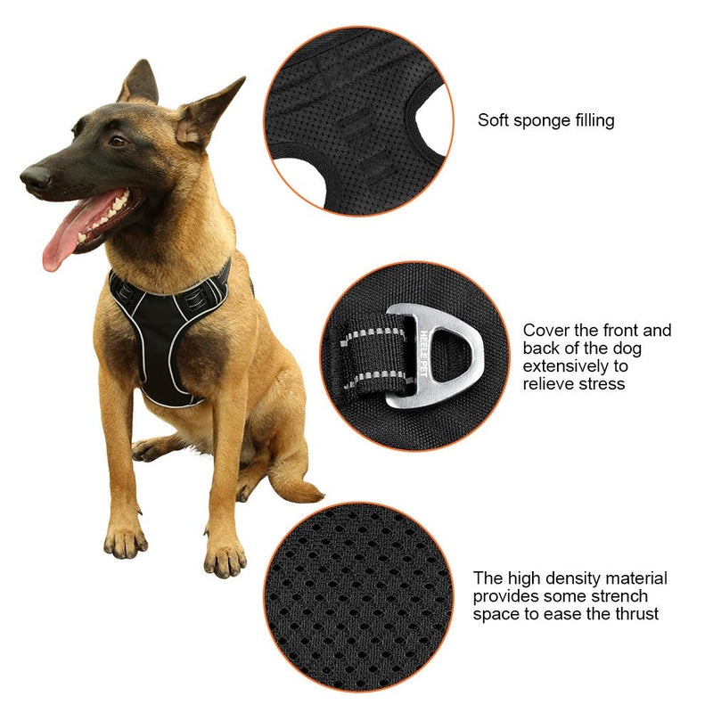 Minishark No Pull Dog Harness X - Padded Adjustable Front Clip Puppy Vest Dog Car Harnesss with Handle Adjustable Reflective Breathable Mesh Lightweight Easy Control for Outdoor Walking (M) M - PawsPlanet Australia