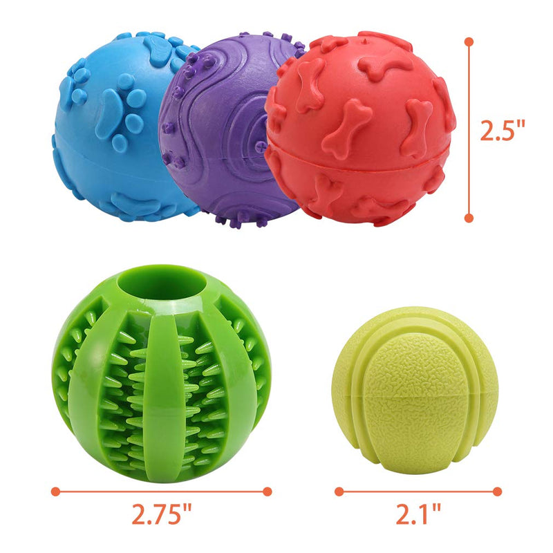 Interactive Dog Toys Ball - 5 Pack Different Functions Rubber Balls - Dog Squeaky Balls, Durable Dog Chew Ball, Dog Treat Ball Food Dispensing Toy for Teething, Fit for Small Medium Large Dogs - PawsPlanet Australia