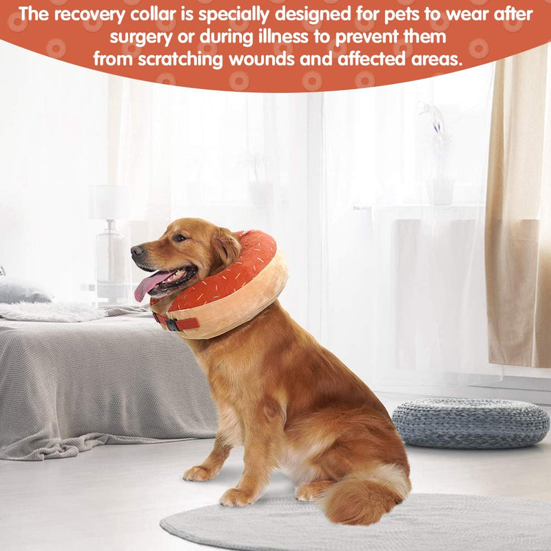 BINGPET Dog Inflatable Recovery Collar - Soft Pet Surgery Collar for Dogs & Cats, Comfortable Protective E Collar Prevent from Licking, Biting Wound, Cute Donut Design Large Orange - PawsPlanet Australia