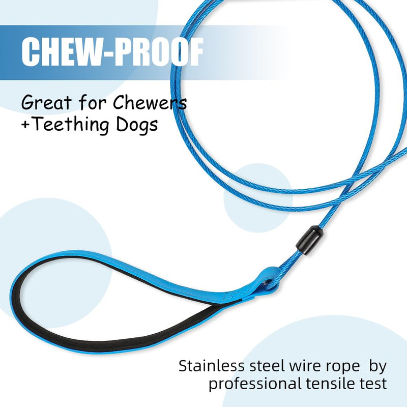 Dog Leash,4/6 FT Dog Leash,Chew Proof Metal Cable for Large Dog and Puppy Teething,Leash with Padded Handle,Blue Dog Leash Heavy Duty for Small Medium Large Dogs 6FT Blue - PawsPlanet Australia