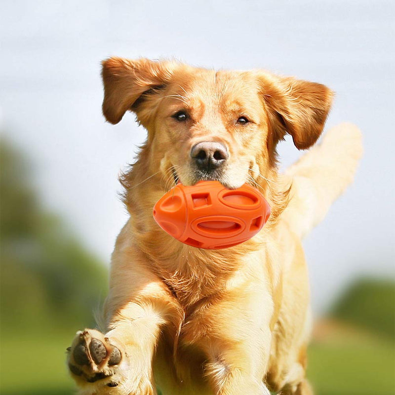 kuou Dog Squeaky Toys Dog Chew, Dog Toys Ball for Aggressive Indestructible Outdoor Training Teething Dogs Rubber Rugby Toys for Large and Medium Chewers Dogs(Orange) - PawsPlanet Australia