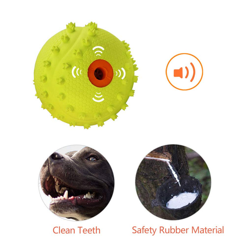 LaRoo Squeaker Ball Dog Toy, Durable Natural Rubber Dog Ball Floating Throwing Teeth Cleaning Training Chew Toy for Pet Small Medium Large Dogs (6.5CM Green) 6.5CM Green - PawsPlanet Australia