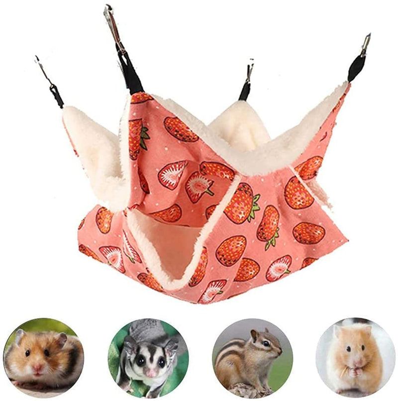 Hamster Hammock, Guinea Pig Hammock, Ferret Cage Accessories, Rat Hammock, Rat Bedding, Hamster Bedding, Ferret Bedding, Small Animal Bedding Pink-Strawberry - PawsPlanet Australia