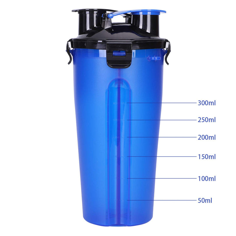 Pet 2 in 1 Dual Chamber Bottle Portable Pet Travel Water Bottle with 2 Foldable Bowls Dogs Outdoor Bowls Water Bottle and Food Container Feeder Bowl for Dog Cat Blue - PawsPlanet Australia