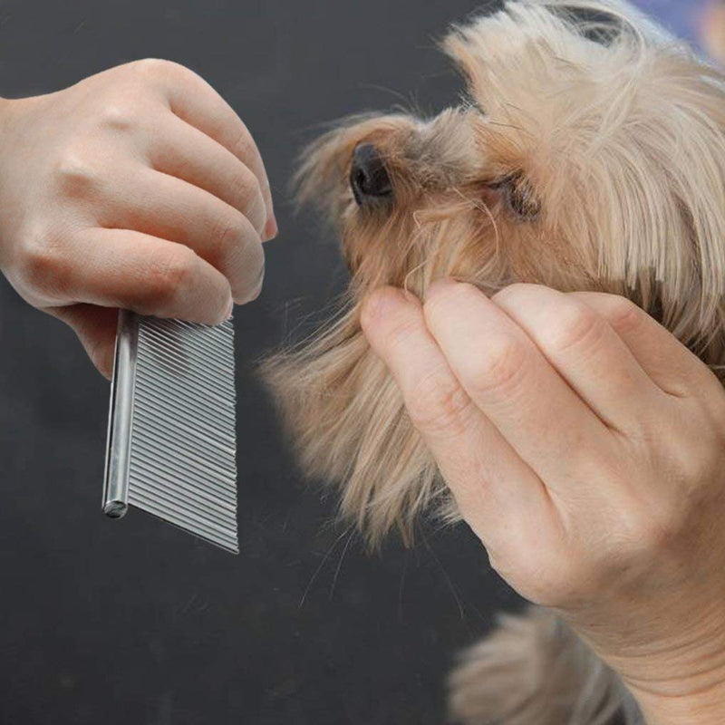 ZIMINGU Stainless Steel Pet Grooming Comb, Shedding Comb Tool Poodle Finishing Butter Comb Professional Cat and Dog Grooming Comb - PawsPlanet Australia