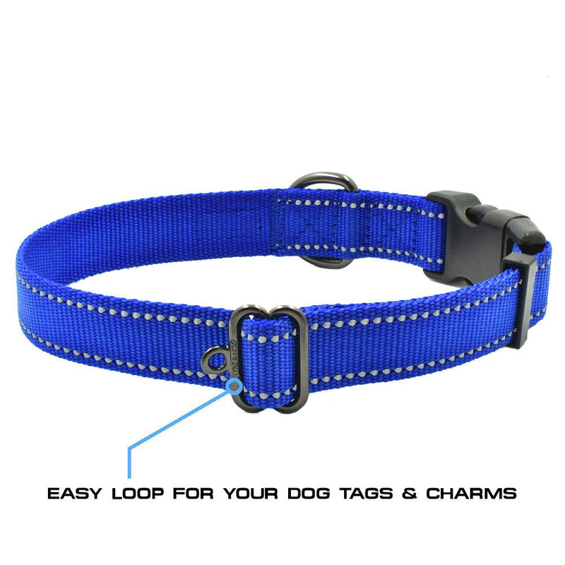[Australia] - Max and Neo NEO Nylon Buckle Reflective Dog Collar - We Donate a Collar to a Dog Rescue for Every Collar Sold Large Teal 