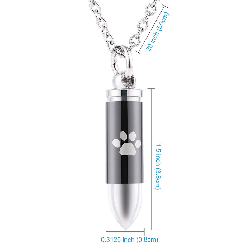 [Australia] - Dog Paw Pet Cremation Urn Necklace in Stainless Steel, Pet Urn Necklace, Dog Cat Paw Print Necklace for Ashes, Loss of Dog Gift, Urn for Pet Loss, Memorial Keepsake Jewelry 