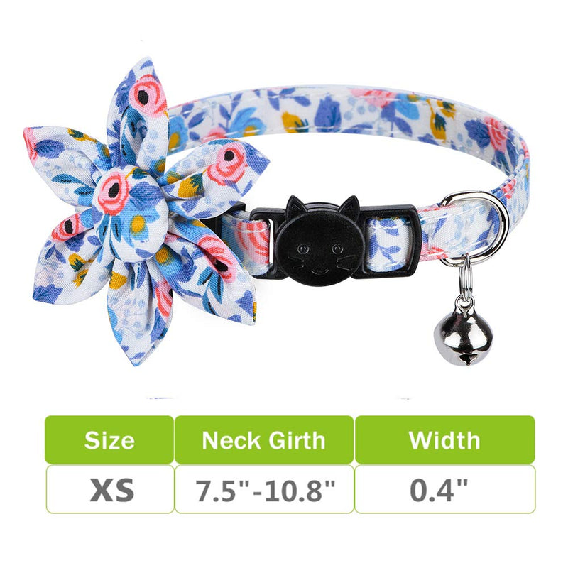 chede Breakaway Cat Collar with Bells - 1 Pack Cat Collar with Bells, Cat Collars with Sunflower, Accessories for Pet Collars, Adjustable for Cats and Small Dogs (Blueflower) Blueflower - PawsPlanet Australia