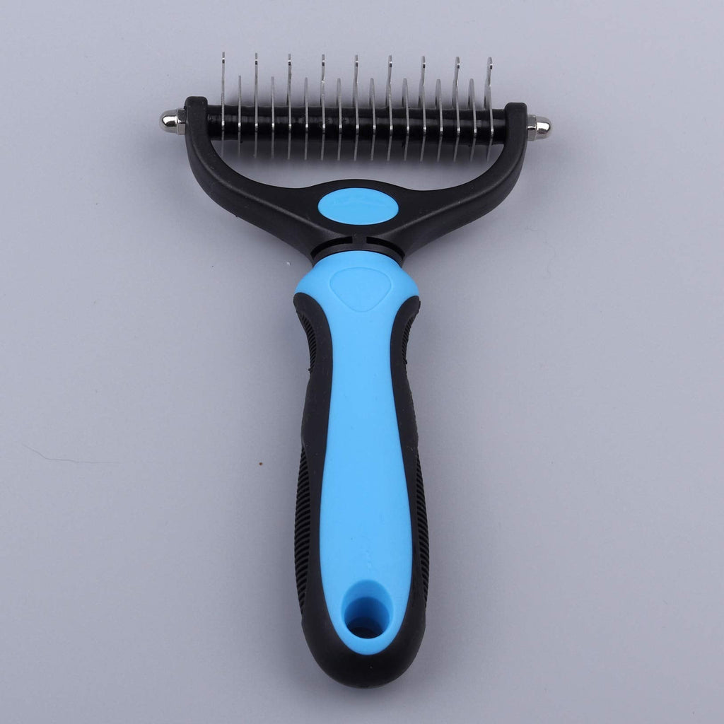 Pet Grooming Brush and Dematting Tool for Detangling Loose Haired and Undercoat, Helps Reduce Tangles and Mats in Long Fur, Gentle and Stress Free (Blue) - PawsPlanet Australia