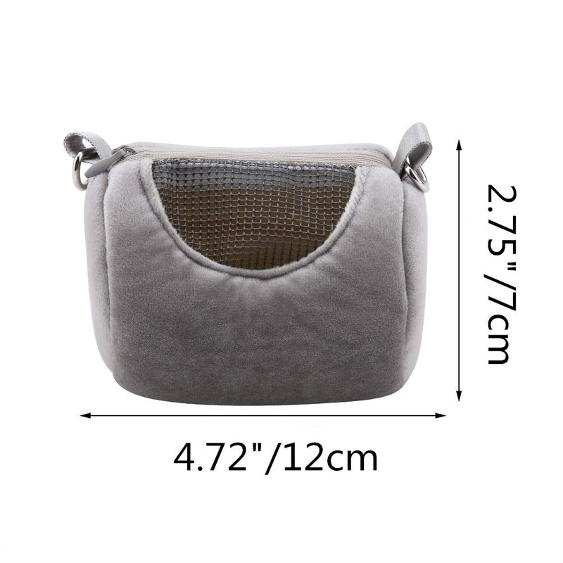 Wontee Dwarf Hamster Carrier Bag Portable Cylinder Warm Outdoor Bag with Adjustable Single Shoulder Strap Grey - PawsPlanet Australia