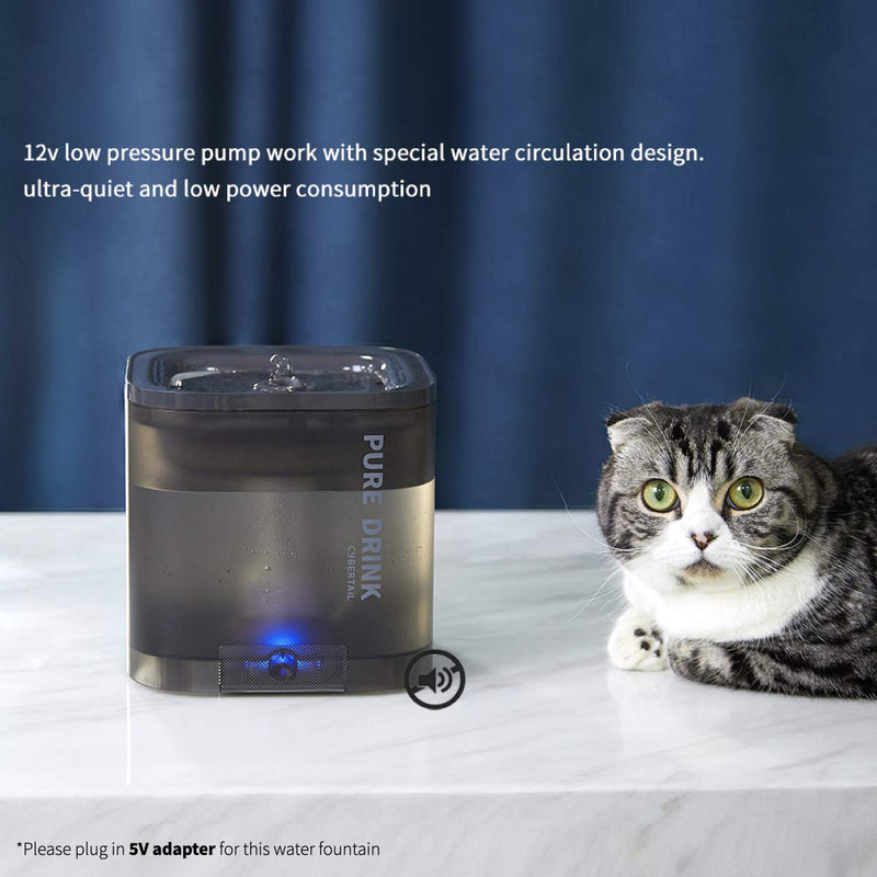 PETKIT Cat Water Fountain, 63oz/1.85L Pet Water Fountain for Cats and Small Dogs, Super Quiet Hygienic Auto Power-Off Cat Water Dispenser with Filter, Dual Working Mode, Smart LED Light Black - PawsPlanet Australia