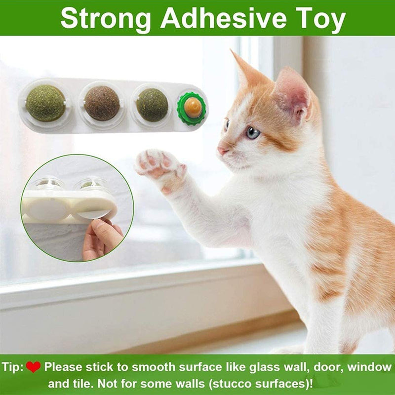 PNNNU catnip toys for cats, Catnip Toys 4 in 1 Self-Adhesive Edible Catnip Toys,Rotatable Licking Treats Stick-on Wall Toy for Cats Kitten - PawsPlanet Australia