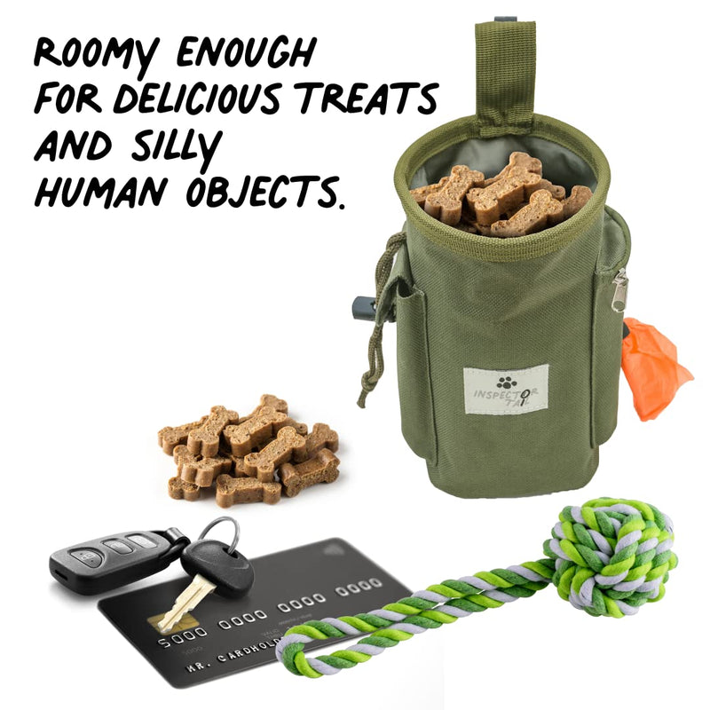 INSPECTOR TAIL Dog Treat Bag with Quick Access to Snacks Toys & Built-in Poop Bag Dispenser/Convenient to Use with 3 Ways to Wear for Training Traveling & Walking - PawsPlanet Australia