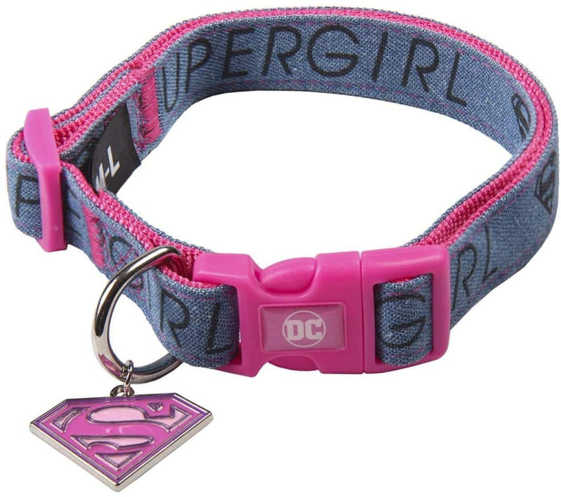 SuperGirl Dog Collar, Lightweight Adjustable Comfortable Soft Nylon, Outdoor Obedience, Dog Walking and Puppy Training Collar, Strong & Robust Buckle, Daily Use, Size M/L Denim - PawsPlanet Australia