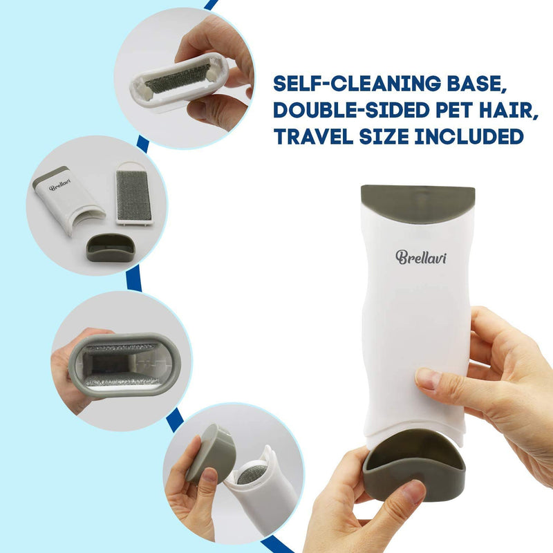 [Australia] - Brellavi Efficient Pet Hair Remover, Clean Dog and Cat Hair, Home Care Helper, Double-Sided, Travel Size Included… Light Gray 