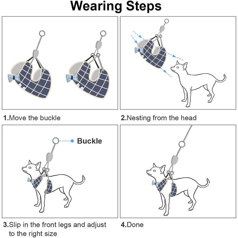 XQXC Dog harness set, Soft Small Dog Harness with Leash -for Kittens, puppies, small pets training，Pet vest traction rope (S, blue) - PawsPlanet Australia