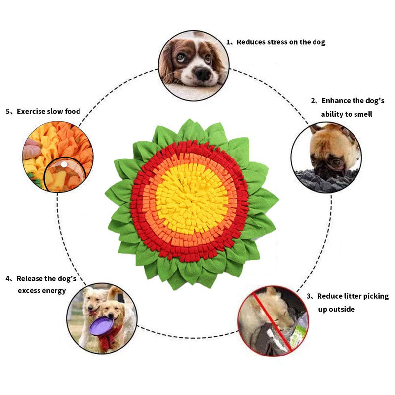 Dog Snuffle Blanket Pet Interactive Mat Nosework Feeding Mat Treat Dispenser Natural Foraging Toys for Small Large Dogs Cats Rabbits Sunflower - PawsPlanet Australia