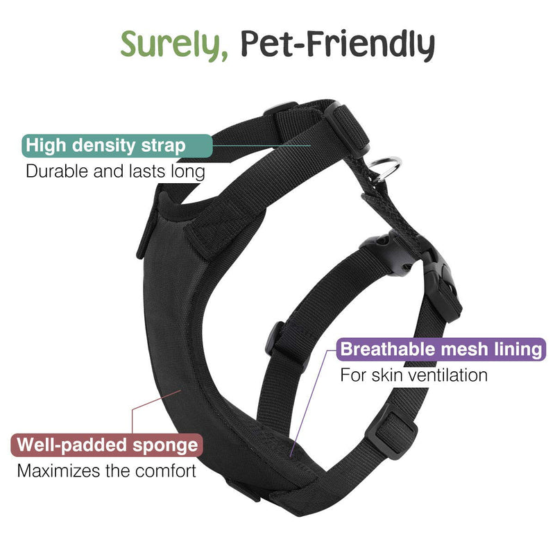 VavoPaw Dog Vehicle Safety Vest Harness, Adjustable Soft Padded Mesh Car Seat Belt Leash Harness with Travel Strap and Carabiner for Most Cars Small Black - PawsPlanet Australia