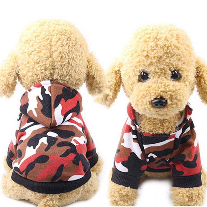 [Australia] - GINBL Puppy Dog Hoodie for Small Dogs Winter Warm Coat S Red 