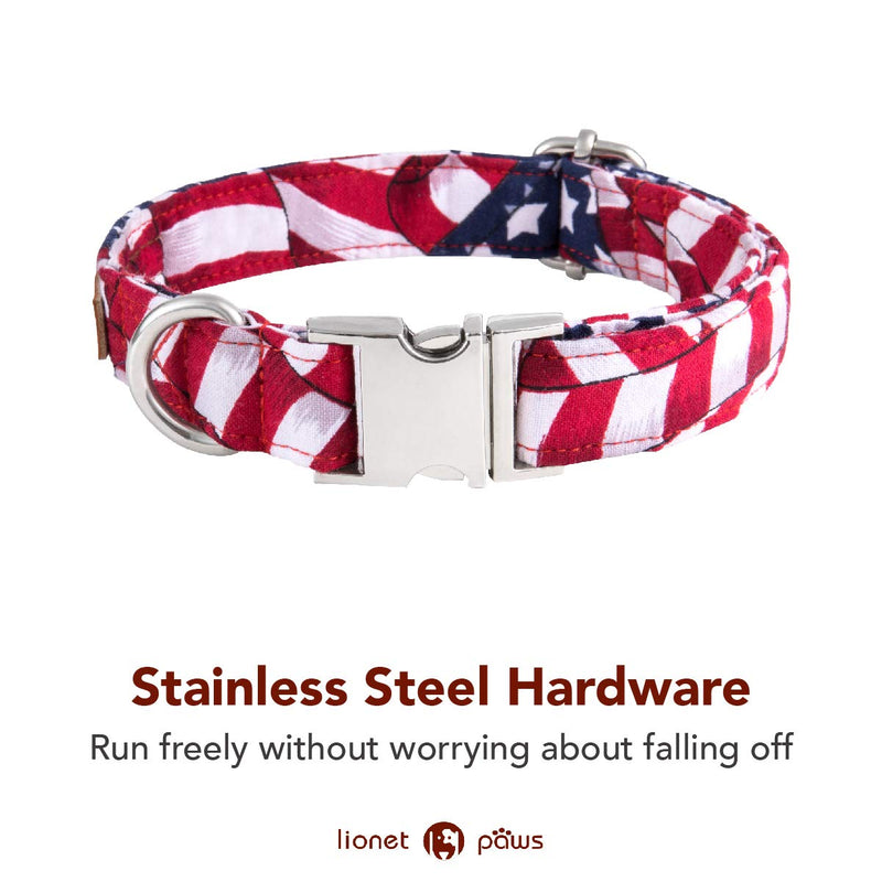 Lionet Paws Dog and Cat Collar with Bowtie,Soft and Comfortable,Adjustable Collar XS American flag - PawsPlanet Australia