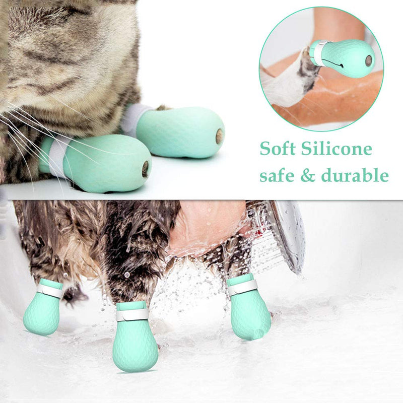 ASOCEA 4PCS Anti-Scratch Cat Foot Shoes Silicone Pet Grooming Scratching Adjustable Cat Paw Protector Shoes for Home Bathing Shaving - PawsPlanet Australia