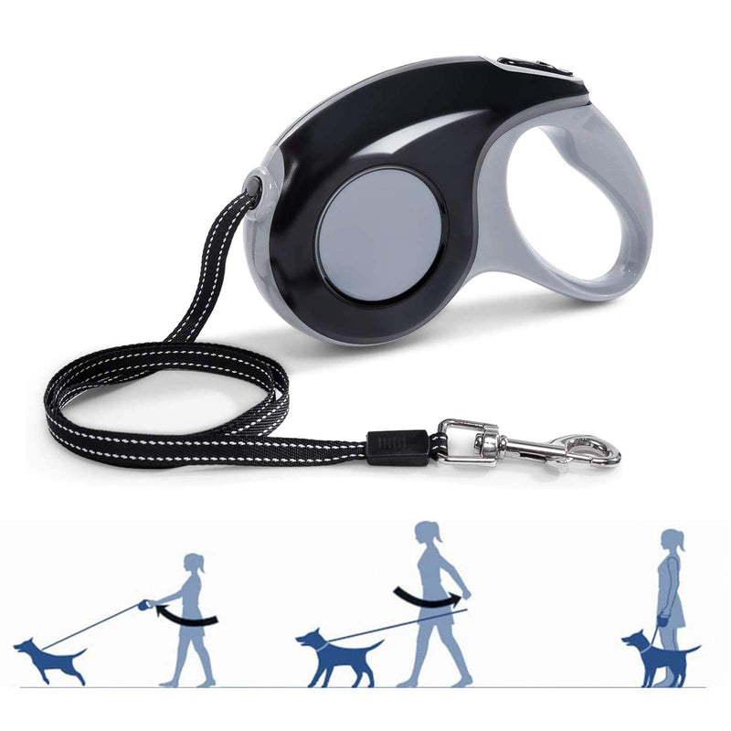 Extendable dog leash, extendable cat leash, flex leash small dog 5 m, max 15 kg (black) black - PawsPlanet Australia