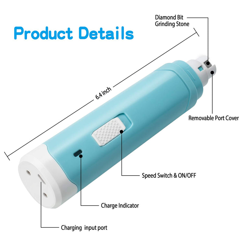 Bousnic Dog Nail Grinder 2-Speed - Upgraded Rechargeable Pet Nail Trimmer Gentle Painless Paws Trimming & Smoothing for Small Medium Large Dogs - PawsPlanet Australia