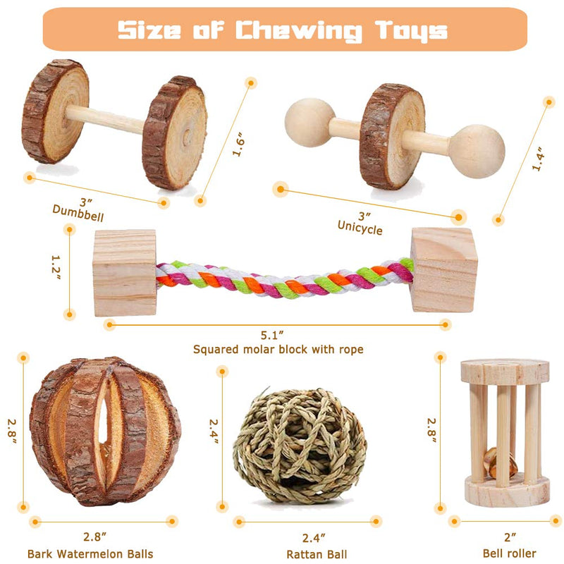 [Australia] - Suwikeke 10 PCS Hamster Chew Toys, Natural Wooden Dumbells Exercise Bell Roller, Chewing and Playing Exercise Teeth Care Molar Small Pets Accessories for Chinchillas Guinea Pigs Gerbils Bunnies Rats 