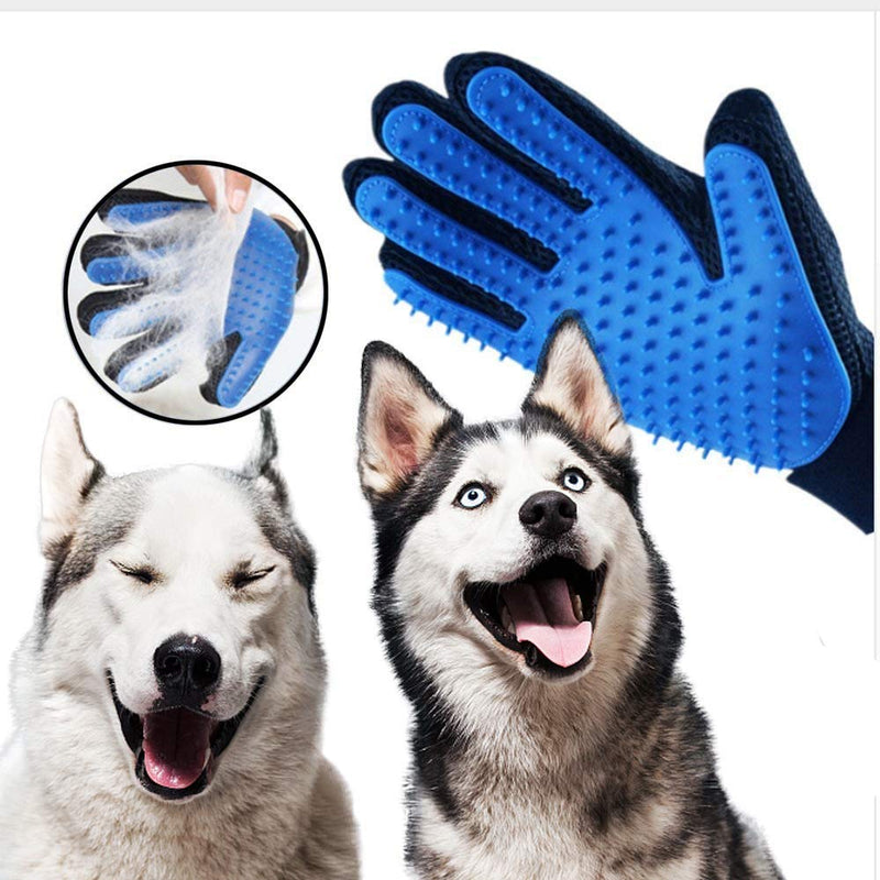 [Australia] - Pet Grooming Glove Gentle Deshedding Brush Glove-Pet Hair Remover Mitt Massage Tool/cat Brush for Shedding Design/Perfect for Dogs & Cats with Long & Short cat Brush for Shedding Pets Ninja Blue ( 1 Pair blue)-upgrade Version 