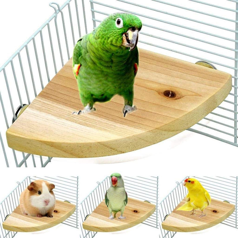 3 Pcs Birdcage Perches Parrot Cage Perch Wooden Platform Stand Bird Perch Stand Toy Hamster Springboard Chinchilla Cage Corner Shelf Laddered Natural Wood Branches Exercise Toy for Parakeets Hedgehog Large - PawsPlanet Australia