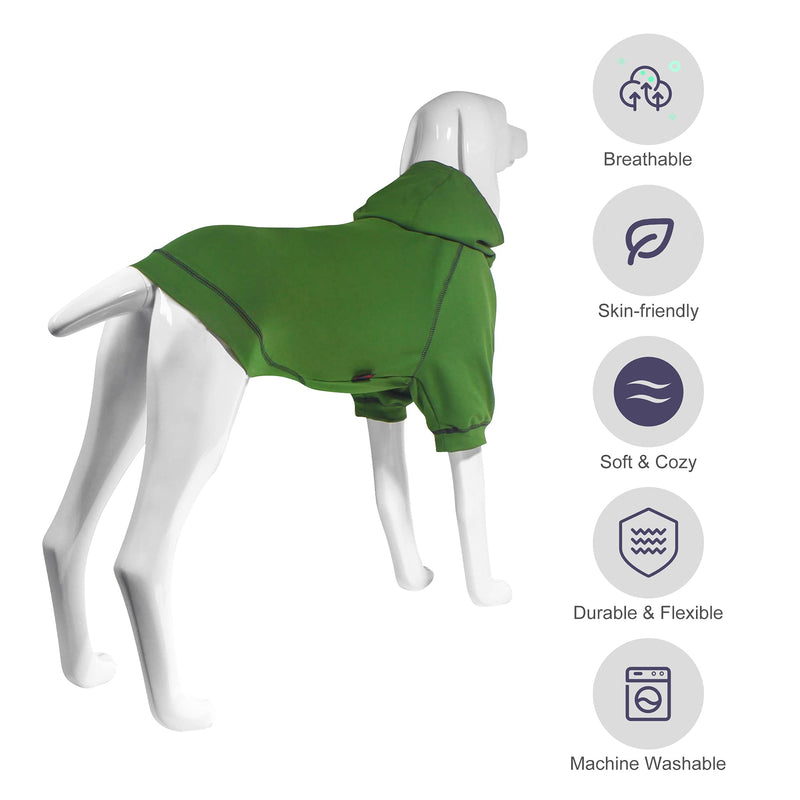 Kickred Basic Dog Hoodie Sweatshirts, Pet Clothes Hoodies Sweater with Hat and Leash Hole, Soft Cotton Outfit Coat for Small Medium Large Dogs X-Small Army Green - PawsPlanet Australia