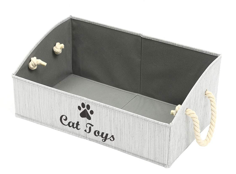 Morezi Canvas Pet Toy and Accessory Storage Bin, Basket Chest Organizer - Perfect for Organizing Pet Toys, Blankets, Leashes and Food 0605 Cat Grey - PawsPlanet Australia