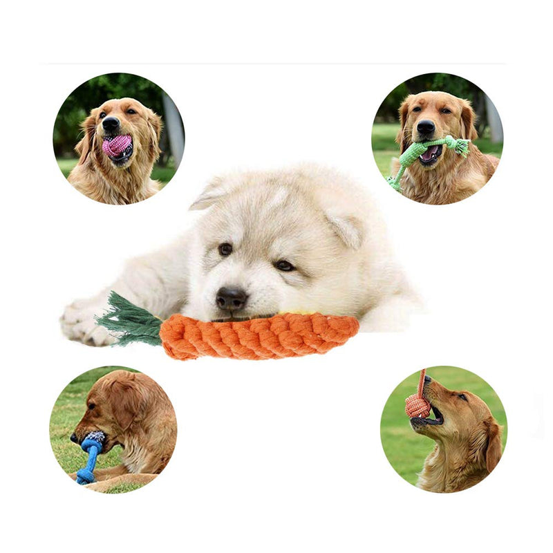 YUMOMO Dog Rope Toys, 10 PCS of Puppy Pet Braided Rope Toys Set, Puppy Chew Durable Interactive Cotton Toys Dental Health Teeth Cleaning (10 Pack) - PawsPlanet Australia