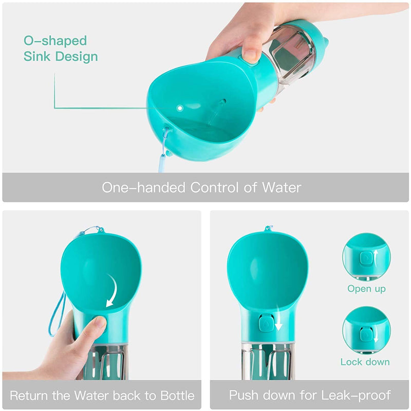 Portable Dog Water Bottle, Outdoor Dog Water Drinking Cup, Leak Proof Portable Puppy Water Dispenser with Garbage Shovel for Pets Outdoor Walking, Hiking, Travel, Food Grade Plastic - PawsPlanet Australia