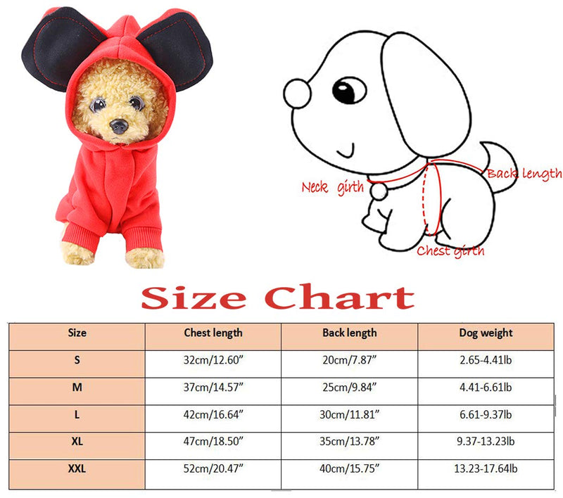 Xiaoyu Pet Dog Hooded Clothes Apparel Puppy Cat Warm Hoodies Coat Sweater for Small Dogs with Cute Hat, Rose, L - PawsPlanet Australia