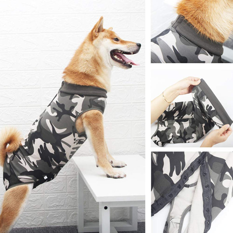 Recovery Suit for Dogs Cats After Surgery,Male & Female Dogs Post-Operative Clothes,Pet Dog Pajamas Stripes,Surgical Pet Wear for Abdominal Wounds & Weaning L Camouflage - PawsPlanet Australia