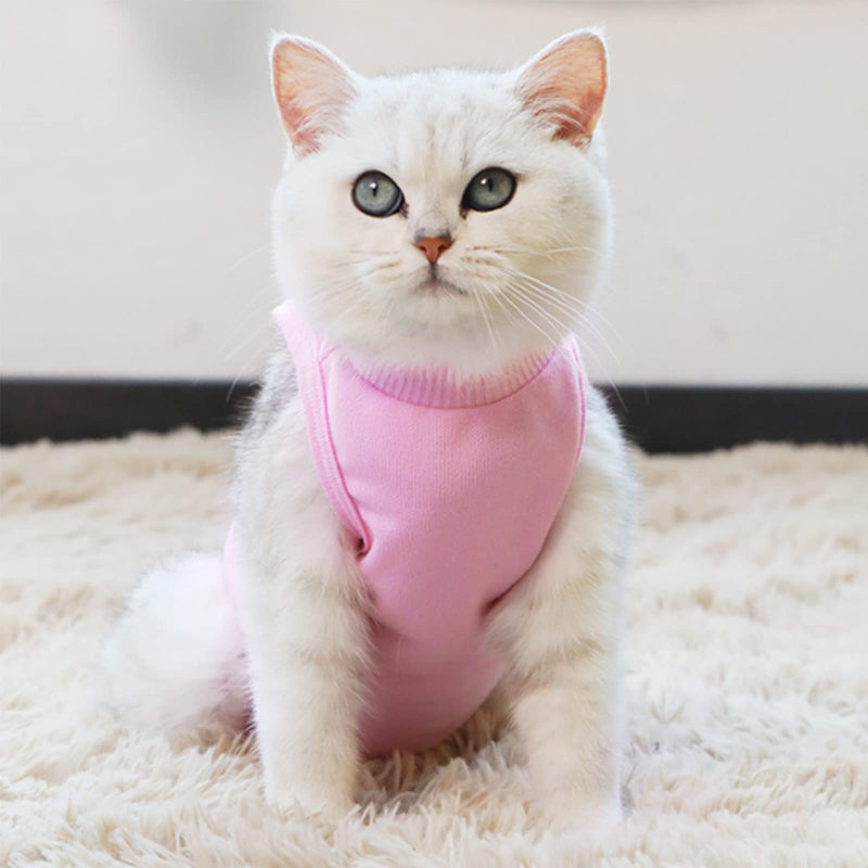 HACRAHO Cat Professional Recovery Suit, 1 Pack Pink E-Collar Cat Wound Surgery Recovery Suit Soft Breathable Cat Recovery Clothes After Surgery Wear for Cats Kitten, M - PawsPlanet Australia