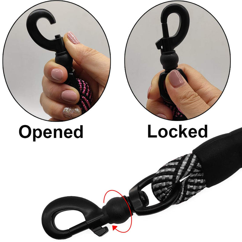 BTINESFUL Tactical Dog Leash Rope 6 Foot by 1/4" and 1/2" Thick Dog Leash for Small Medium Large Breeds Outdoor K9 Training Walking Hunting, (Black, 1.8m x 12mm 6 FT x 1/2" Dia black - PawsPlanet Australia