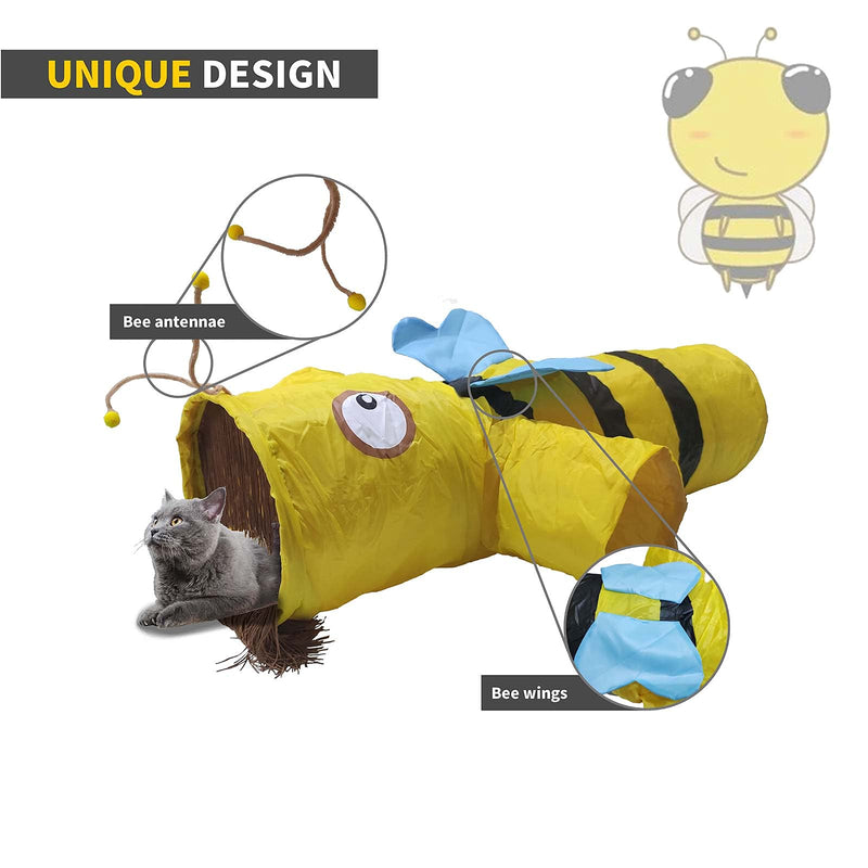 EverBrit Cat Tunnels for Indoor cat, Pet Cat Tunnel Tube Collapsible, Foldable Crincle House, Interactive Cat Toy, Exercising, Hunting and Playing, Interesting Bee and Dinosaur Design. - PawsPlanet Australia