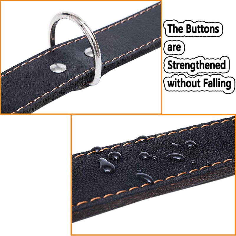 SweetyMooMoo Upgrade Leather Dog Collars, Thick Genuine Leather,Fits Medium Dogs Large Dogs Extra Large Dog (Medium(33-46cm), Black) Medium(33-46cm Neck) - PawsPlanet Australia