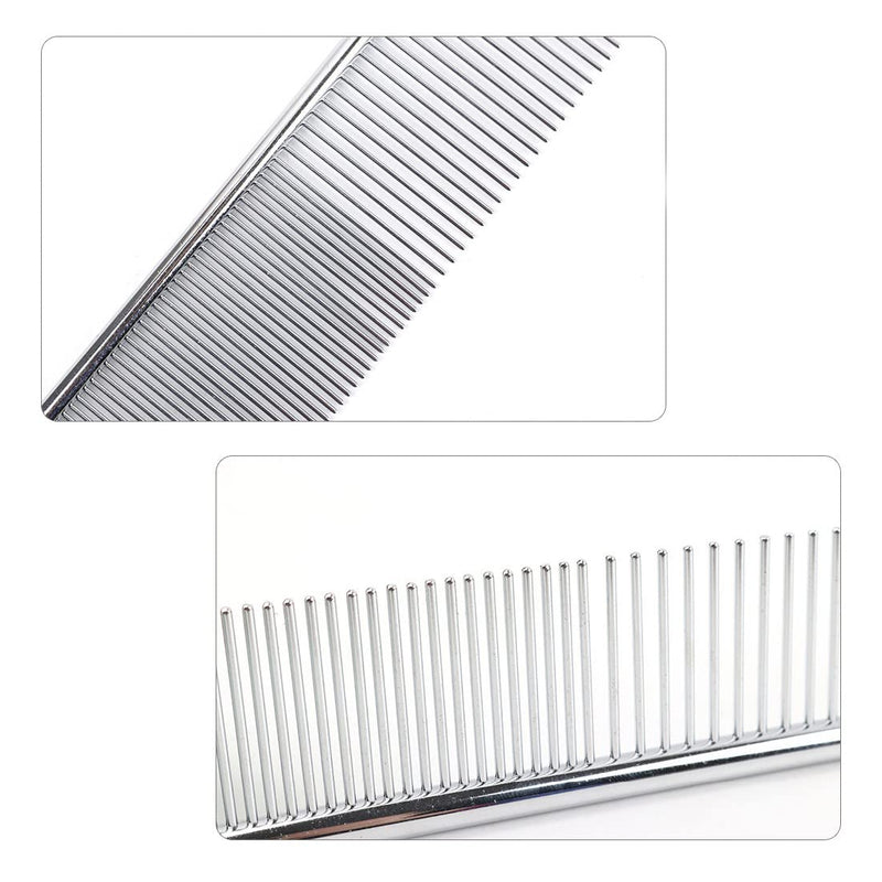 PLABBDPL 2pcs Stainless Steel Pet Comb Pet Comb with Rounded Stainless Steel Ends for Large Medium Small Dogs Cats - PawsPlanet Australia