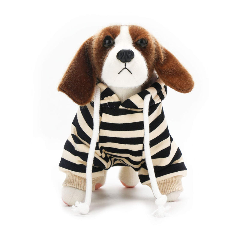 Segarty Dog Hoodie, Pet Basic Cotton Sweatshirt Clothes with Adjustable Drawstring Hood, Striped and Soft Outfit for Puppy Small Dogs Neck 10.2", Chest 15.3", Back 10.2" Black Striped - PawsPlanet Australia