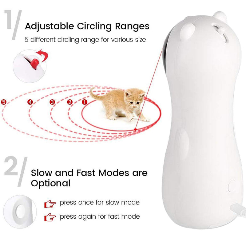 Cat Laser Toy Automatic, Interactive Cat Toy for Indoor Cats, Kitten ,Dogs, USB Charging/ Battery Powered , 5 Adjustable Cat Laser Modes - PawsPlanet Australia