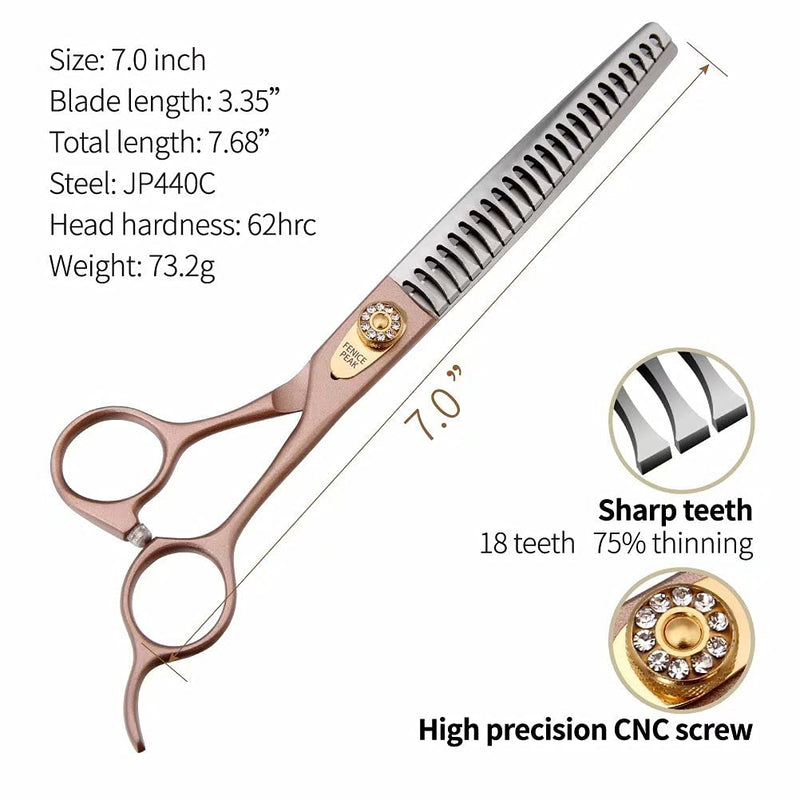 Fenice Peak Thinning Shears for Dogs and Cats Pet Grooming Scissors Chunkers Shears 440C Stainless Steel Professional Dog Trimming Scissors 7'' Chunker Shear 7'' - PawsPlanet Australia