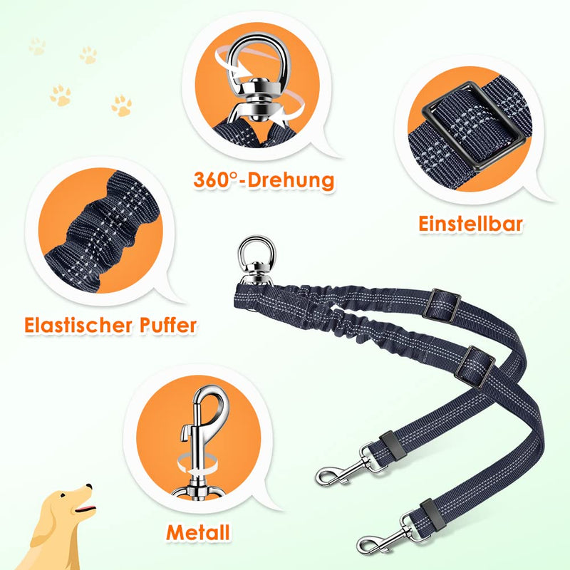 SlowTon Dog Leashes for 2 Dogs, Adjustable Double Leash for Dogs 360° Rotatable No Tangle Dog Leash Splitter with Reflective for Medium and Large Dogs Medium > 9kg blue - PawsPlanet Australia