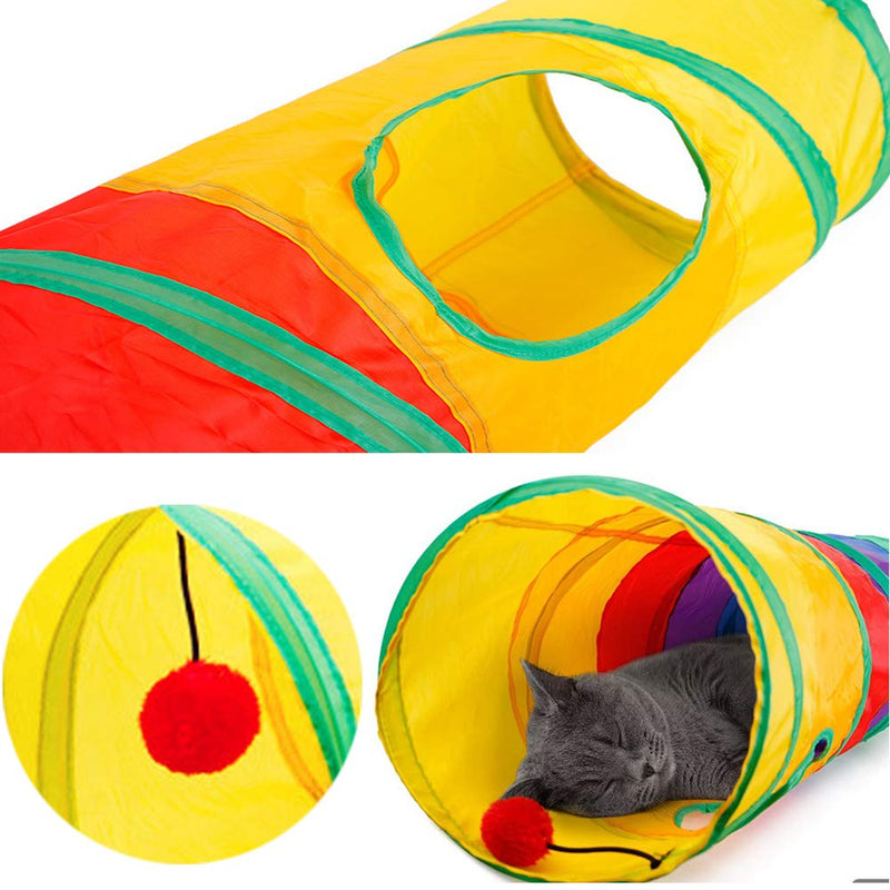 ASOCEA Cat Toys Collapsible Tunnel Rainbow Splice Cat Tunnel for Most Cats Indoor and Outdoor Exercising Hiding Training and Running with Fun - PawsPlanet Australia