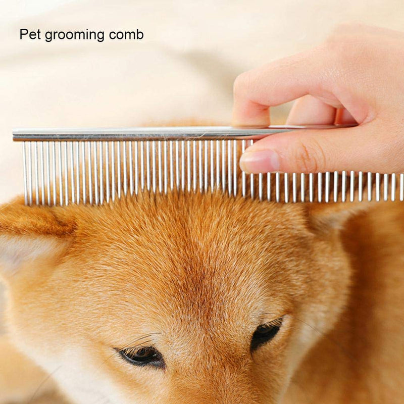 Pet Steel Comb with Rounded Ends Stainless Steel Teeth, Metal Cat Dog for Removing Tangles and Knots, Poodle Grooming Deshedding Tool, 7 1/2-Inch L. - PawsPlanet Australia