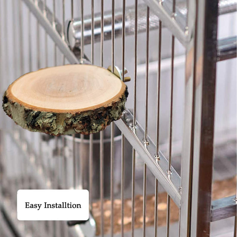 Hamiledyi Perch Platform for Bird Cage,Natural Round Wooden Stand Platform Bird Toy for Canary Parakeet Cockatiel Parrot Budgie Sparrow(2 Pcs) - PawsPlanet Australia