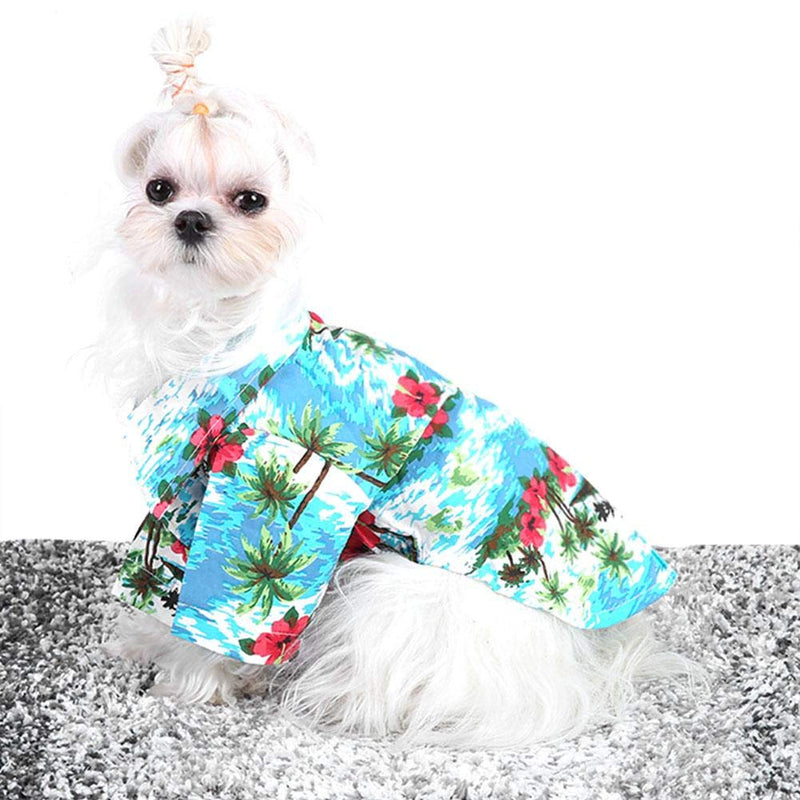 Pet Hawaiian Shirt Fashionable Breathable Dog Summer T-Shirt Comfortable Seaside Resort Style Pet Clothes Puppy Clothing for Small to Medium Dogs Cats(L) L - PawsPlanet Australia